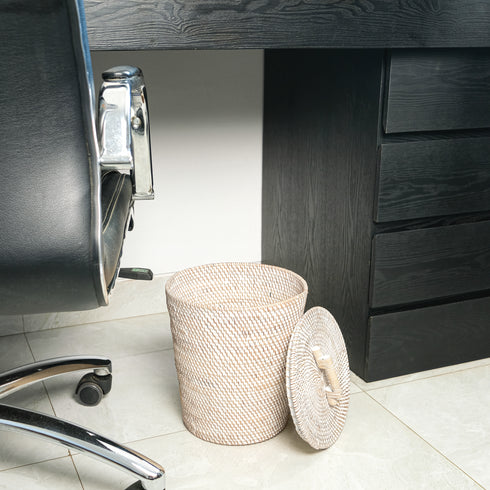 Wicker/Rattan waste paper basket in 4 colours - Coastal Villa Homeware